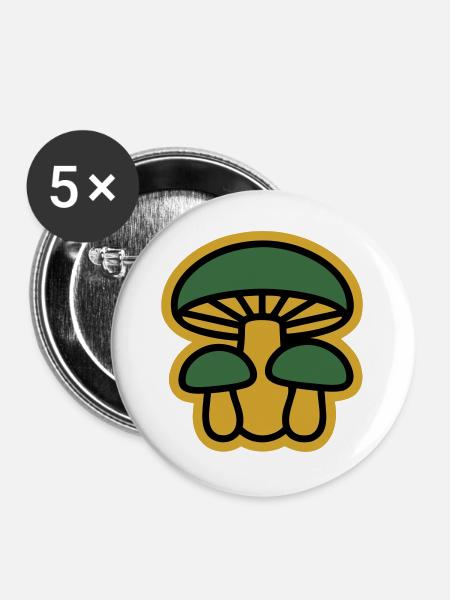 Gelbe Pilze Wald Icon - Buttons groß 56 mm (5er Pack) - Weiß