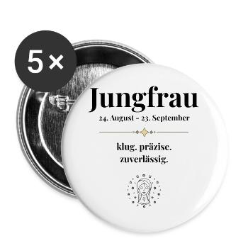 Sternzeichen Jungfrau - Buttons groß 56 mm (5er Pack) - Weiß - Vorne