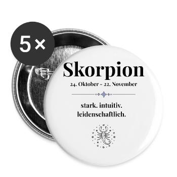 Sternzeichen Skorpion - Buttons groß 56 mm (5er Pack) - Weiß - Vorne