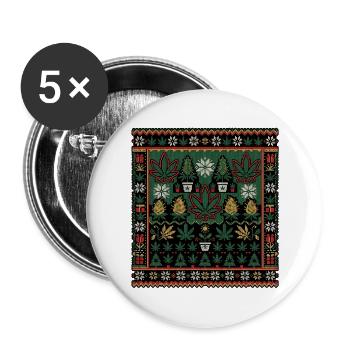 Weihnachten  Grower Strickdesign - Buttons groß 56 mm (5er Pack) - Weiß - Vorne