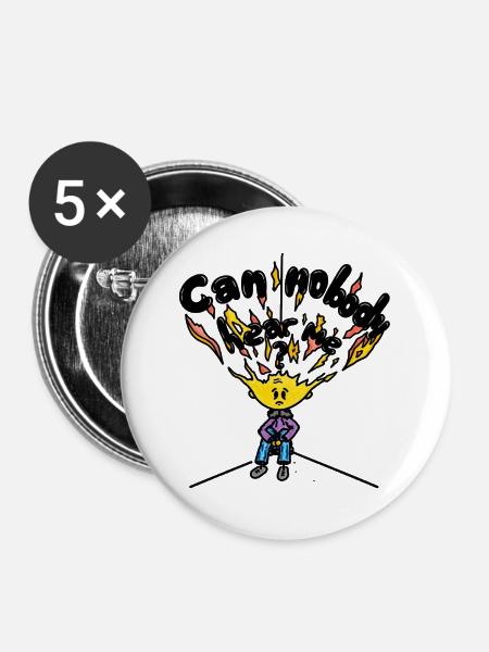 Can Nobody Hear Me - Buttons groß 56 mm (5er Pack) - Weiß