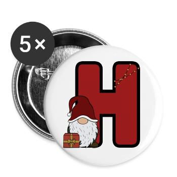 H Festlicher Santa-Hintergrund - Buttons groß 56 mm (5er Pack) - Weiß - Vorne