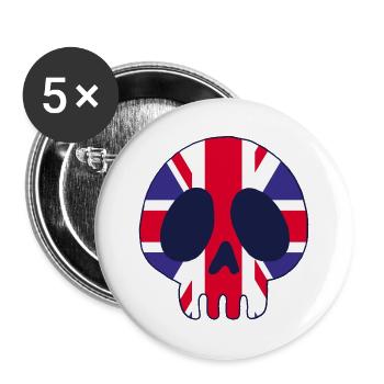 Britischer Schädel - Buttons groß 56 mm (5er Pack) - Weiß - Vorne