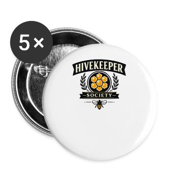 Hivekeeper Society Honigwaben Logo - Buttons groß 56 mm (5er Pack) - Weiß - Vorne