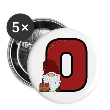 Roter Null Weihnachtsmann Design - Buttons groß 56 mm (5er Pack) - Weiß - Vorne