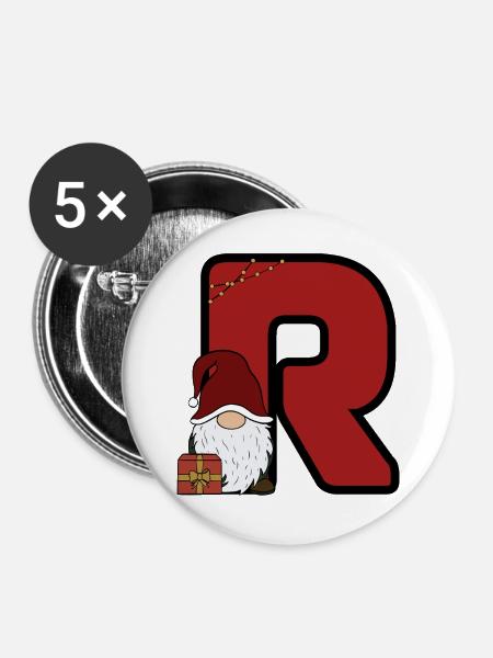 R mit Santa und Geschenk - Buttons groß 56 mm (5er Pack) - Weiß