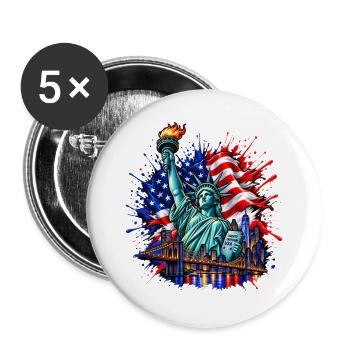 Freiheitsfunken USA Skyline - Buttons groß 56 mm (5er Pack) - Weiß - Vorne