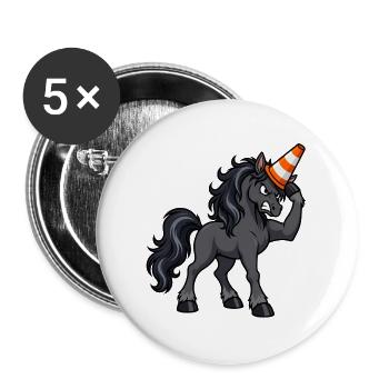 Muskulöses Einhorn trägt einen Verkehrskegelhelm - Buttons groß 56 mm (5er Pack) - Weiß - Vorne