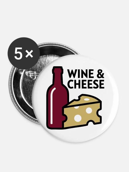 Wein Kaese Feinkost Logo - Buttons groß 56 mm (5er Pack) - Weiß