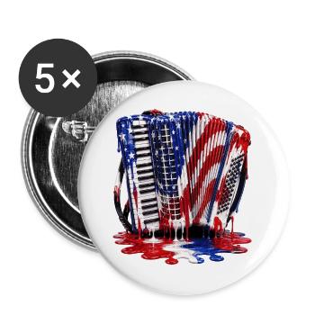 Ziehharmonika-Spieler Akkordeon-Musiker USA - Buttons groß 56 mm (5er Pack) - Weiß - Vorne