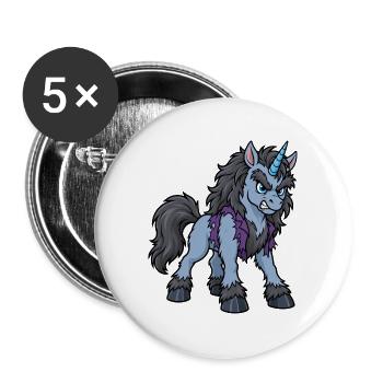 Werwolf-Einhorn zeigt seine Fangzähne - Buttons groß 56 mm (5er Pack) - Weiß - Vorne