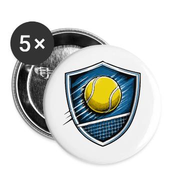 Tennis Shield Emblem - Buttons groß 56 mm (5er Pack) - Weiß - Vorne