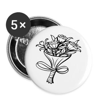 Blumenstrauß - Buttons groß 56 mm (5er Pack) - Weiß - Vorne