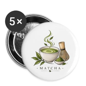 Matcha Ritual Illustration - Buttons groß 56 mm (5er Pack) - Weiß - Vorne