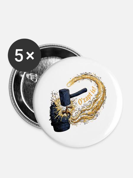 Bier Bierzelt Bayern Biergarten - Buttons groß 56 mm (5er Pack) - Weiß