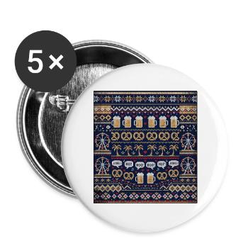 Biergarten Bayern Strickdesign - Buttons groß 56 mm (5er Pack) - Weiß - Vorne
