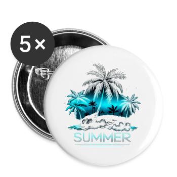 Neon Palm Summer Glow - Buttons groß 56 mm (5er Pack) - Weiß - Vorne