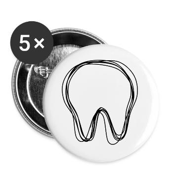 Zahn handgezeichnet - Buttons groß 56 mm (5er Pack) - Weiß - Vorne