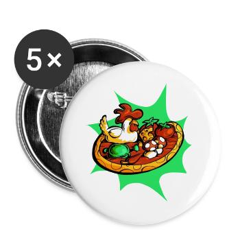 Sehr frische Pizza - Buttons groß 56 mm (5er Pack) - Weiß - Vorne