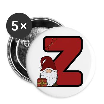 Z Weihnachtsgnom Z Design - Buttons groß 56 mm (5er Pack) - Weiß - Vorne