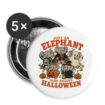 Elefanten-Halloween-Crew - Buttons groß 56 mm (5er Pack) - Weiß - Vorne