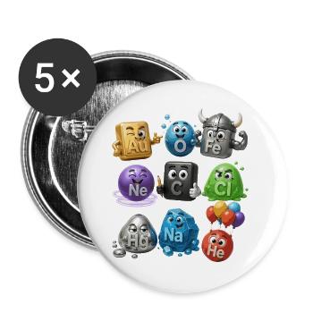 Chemische Elemente - Buttons groß 56 mm (5er Pack) - Weiß - Vorne