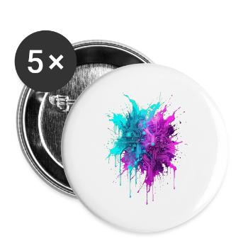 Cyber Splatter Digitale Tintenfusion - Buttons groß 56 mm (5er Pack) - Weiß - Vorne