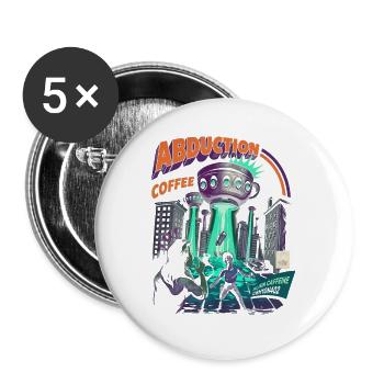 Koffeinentführung – Kosmische Kaffee-Invasion - Buttons groß 56 mm (5er Pack) - Weiß - Vorne