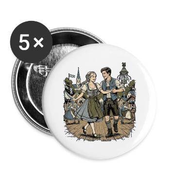 Volksfest Paar Bayern - Buttons groß 56 mm (5er Pack) - Weiß - Vorne