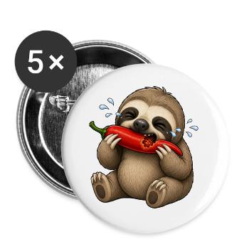 Faultier Chili Scharf Lustiger Cartoon - Buttons groß 56 mm (5er Pack) - Weiß - Vorne