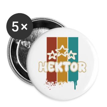 Hektor als Geschenkidee - Buttons groß 56 mm (5er Pack) - Weiß - Vorne