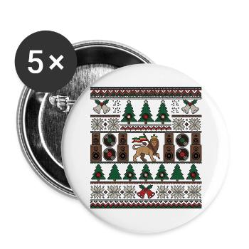 Roots Reggae Weihnachten Strickdesign - Buttons groß 56 mm (5er Pack) - Weiß - Vorne