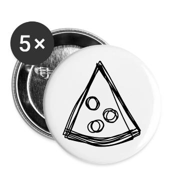 Pizza handgezeichnet - Buttons groß 56 mm (5er Pack) - Weiß - Vorne