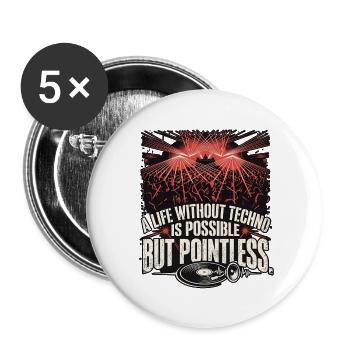Techno Life - Buttons groß 56 mm (5er Pack) - Weiß - Vorne