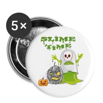 Happy Halloween - Buttons groß 56 mm (5er Pack) - Weiß - Vorne
