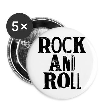 Distressed und Vintage Rock'n'Roll-Musiktypogra - Buttons groß 56 mm (5er Pack) - Weiß - Vorne