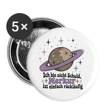Merkur Rückläufig Astrologie Sternzeichen - Buttons groß 56 mm (5er Pack) - Weiß - Vorne