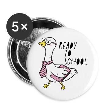 ready to school - Buttons groß 56 mm (5er Pack) - Weiß - Vorne