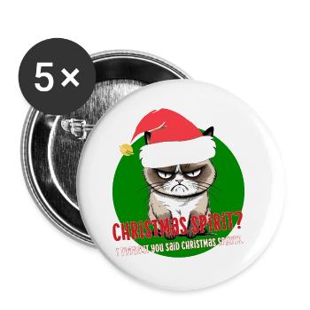 Wütende Weihnachtskatze Weihnachtsstimmung Weihnachtswortspiel - Buttons groß 56 mm (5er Pack) - Weiß - Vorne