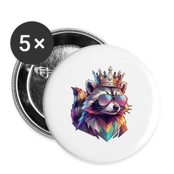 Poly Art König der Waschbären - Buttons groß 56 mm (5er Pack) - Weiß - Vorne