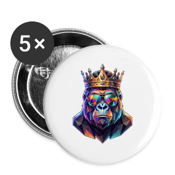 Poly Art Gorilla - Buttons groß 56 mm (5er Pack) - Weiß - Vorne