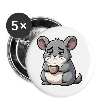 Chinchilla Chinchillas Chinchillabesitzer Nagetier - Buttons groß 56 mm (5er Pack) - Weiß - Vorne