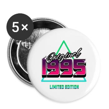 Original 1995 – 90er Jahre Retro Neon Kult Motiv - Buttons groß 56 mm (5er Pack) - Weiß - Vorne