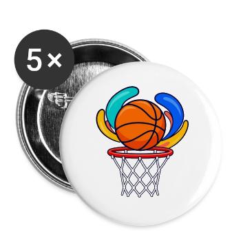 Basketball Color Splash - Buttons groß 56 mm (5er Pack) - Weiß - Vorne