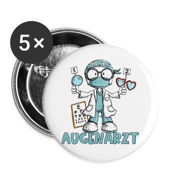 Augenarzt Sehtest Cartoon Facharzt Geschenk - Buttons groß 56 mm (5er Pack) - Weiß - Vorne