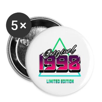 Original 1998 – 90er Jahre Retro Neon Kult Motiv - Buttons groß 56 mm (5er Pack) - Weiß - Vorne