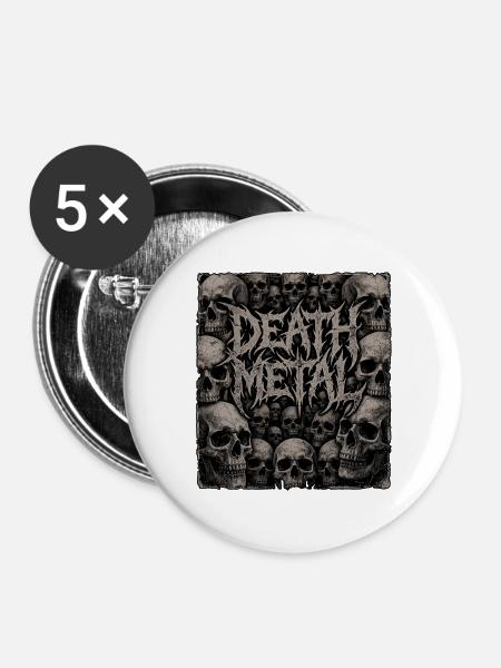 Death Metal Schädel - Buttons groß 56 mm (5er Pack) - Weiß