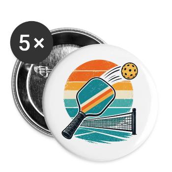 Retro Pingpong Sonnenuntergang - Buttons groß 56 mm (5er Pack) - Weiß - Vorne