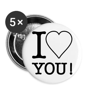 I Love you - Buttons groß 56 mm (5er Pack) - Weiß - Vorne