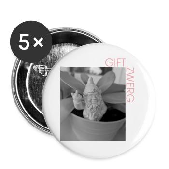 Gartenzwerg im Monochrom-Look - Buttons groß 56 mm (5er Pack) - Weiß - Vorne